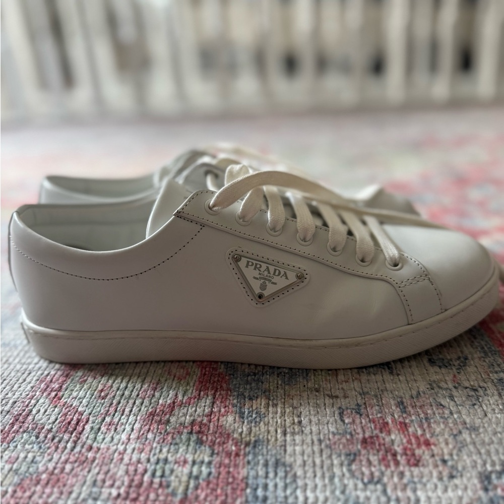 Prada Off-White Leather Sneakers